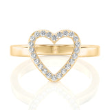 Solid Gold Open Heart Diamond Ring