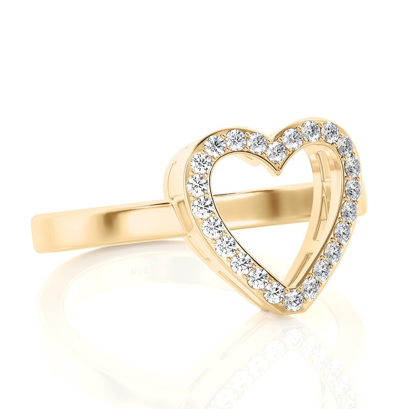 Open Heart Diamond Ring