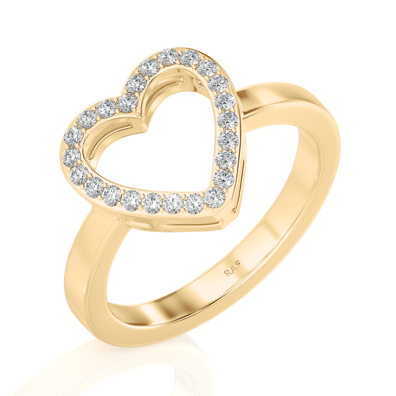 Open Heart Diamond Ring