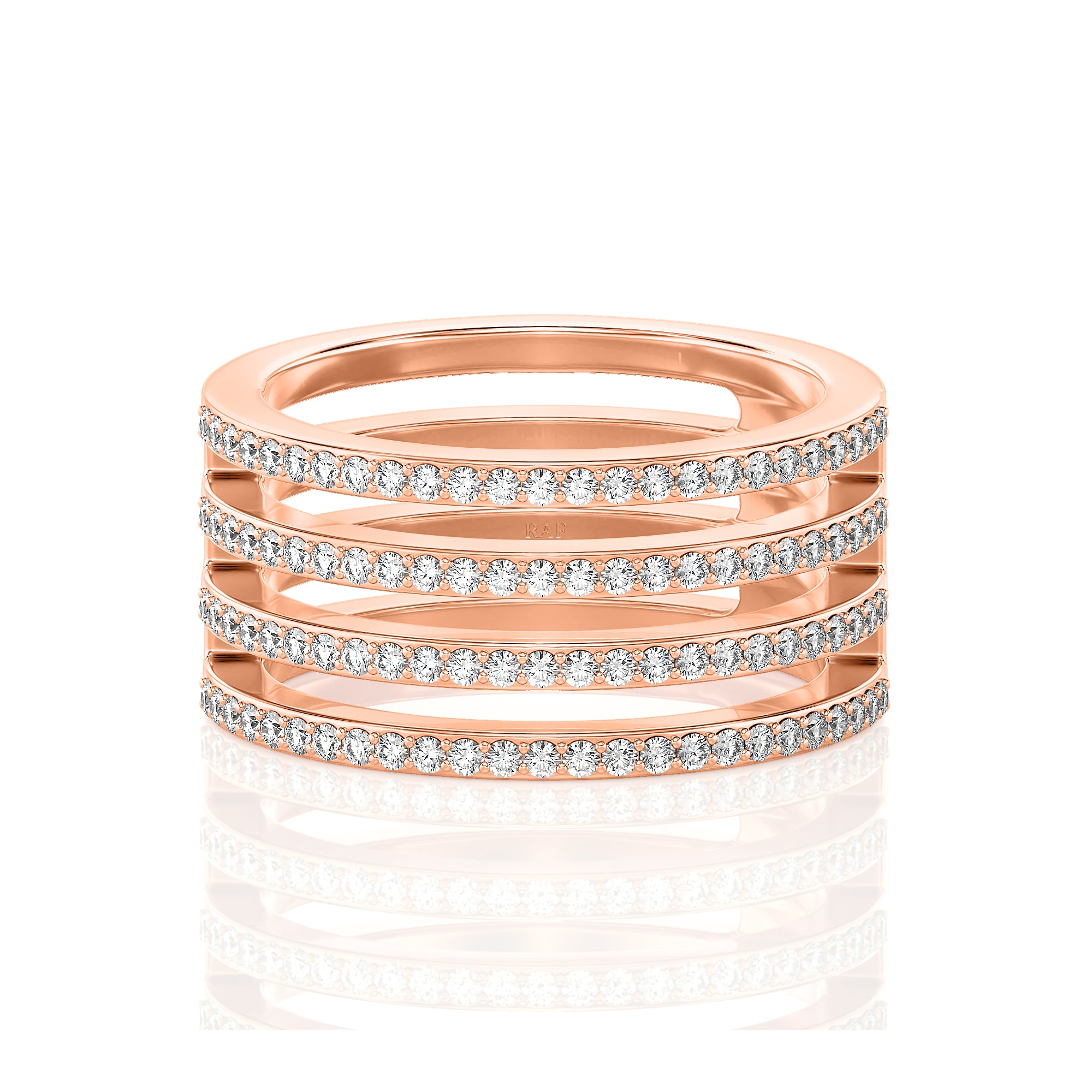 Solid Gold Four Row Wrapped Diamond Ring