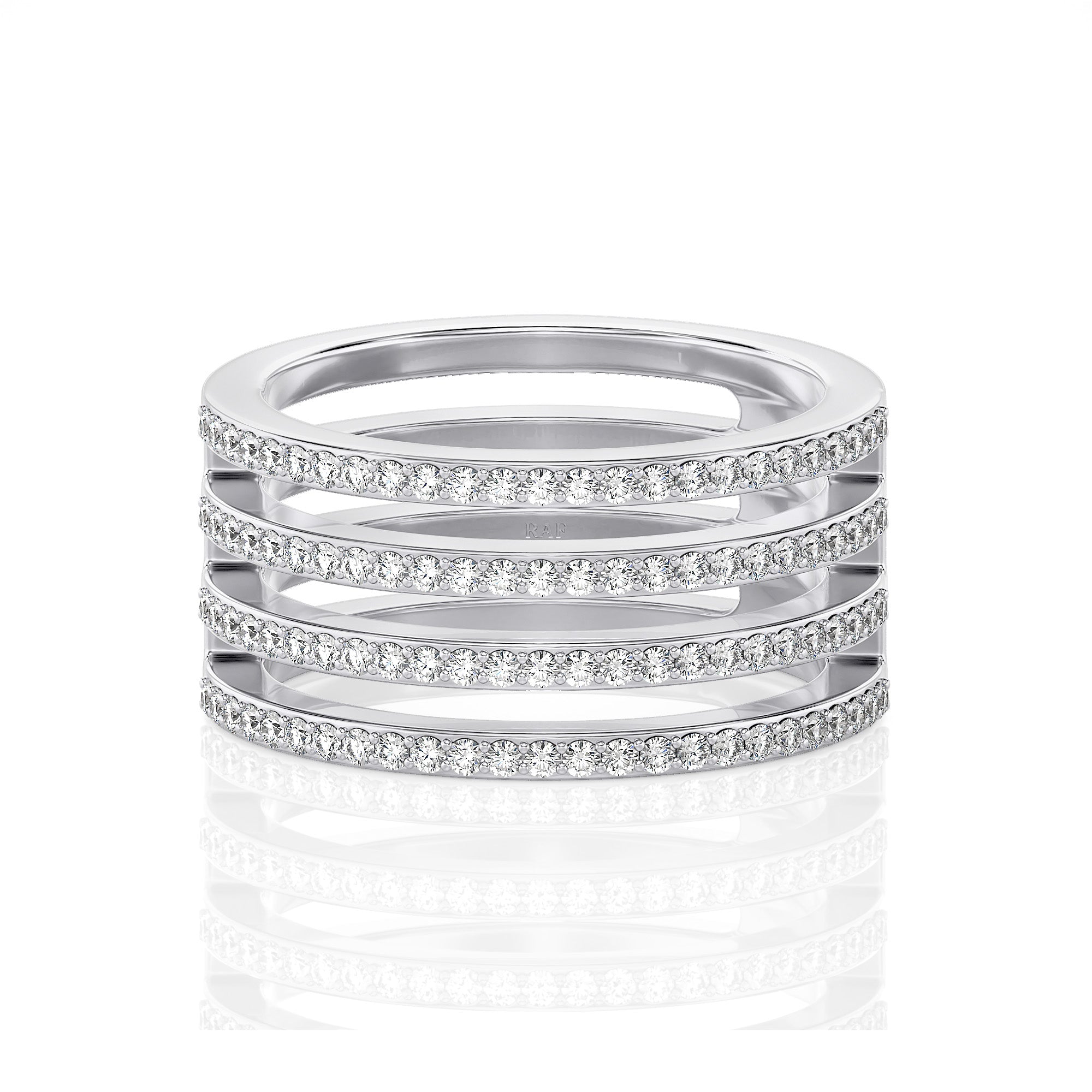 Solid Gold Four Row Wrapped Diamond Ring