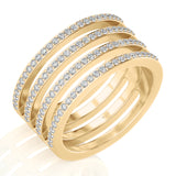 Solid Gold Four Row Wrapped Diamond Ring