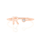Solid Gold Initial Diamond Ring