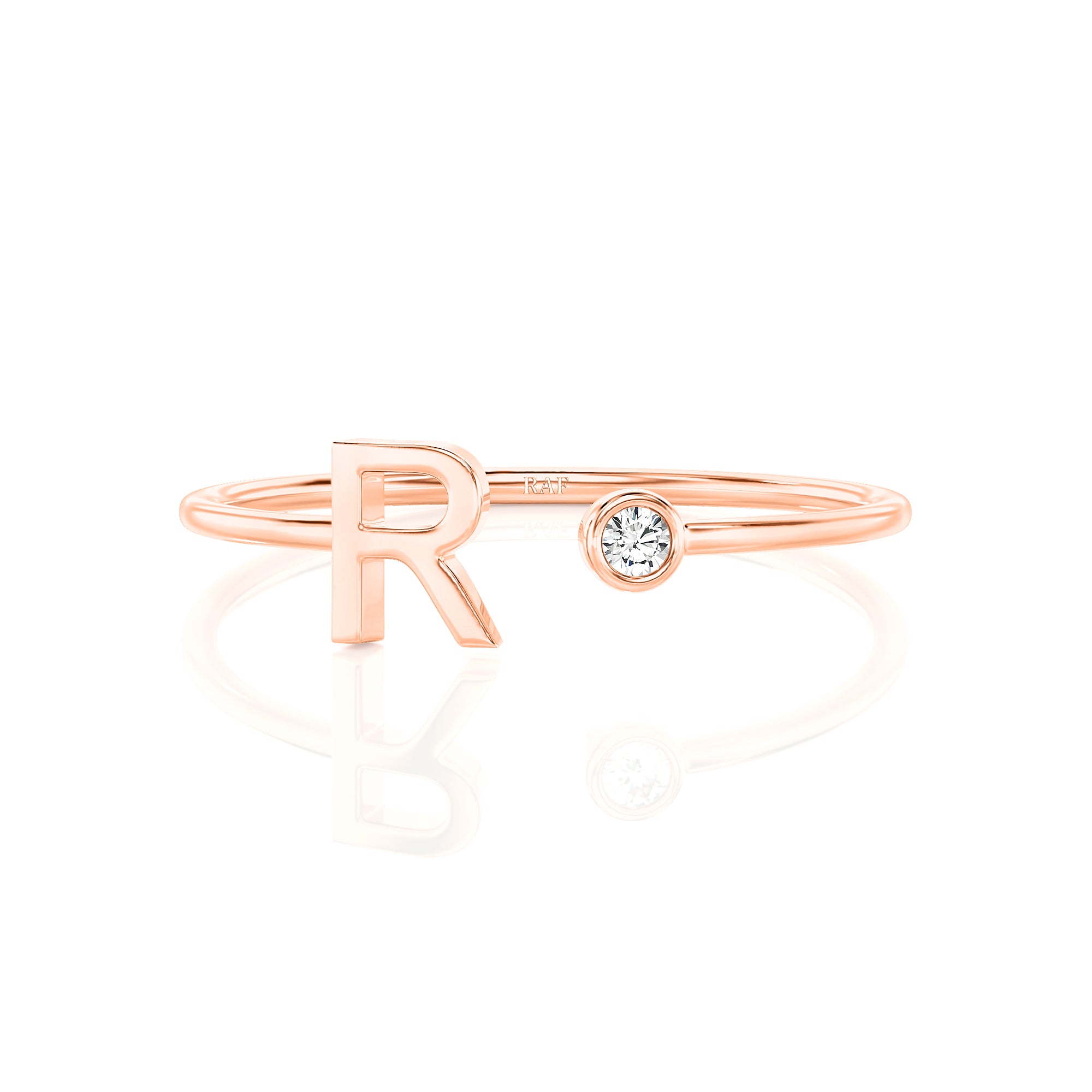 Solid Gold Initial Diamond Ring