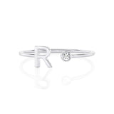 Solid Gold Initial Diamond Ring