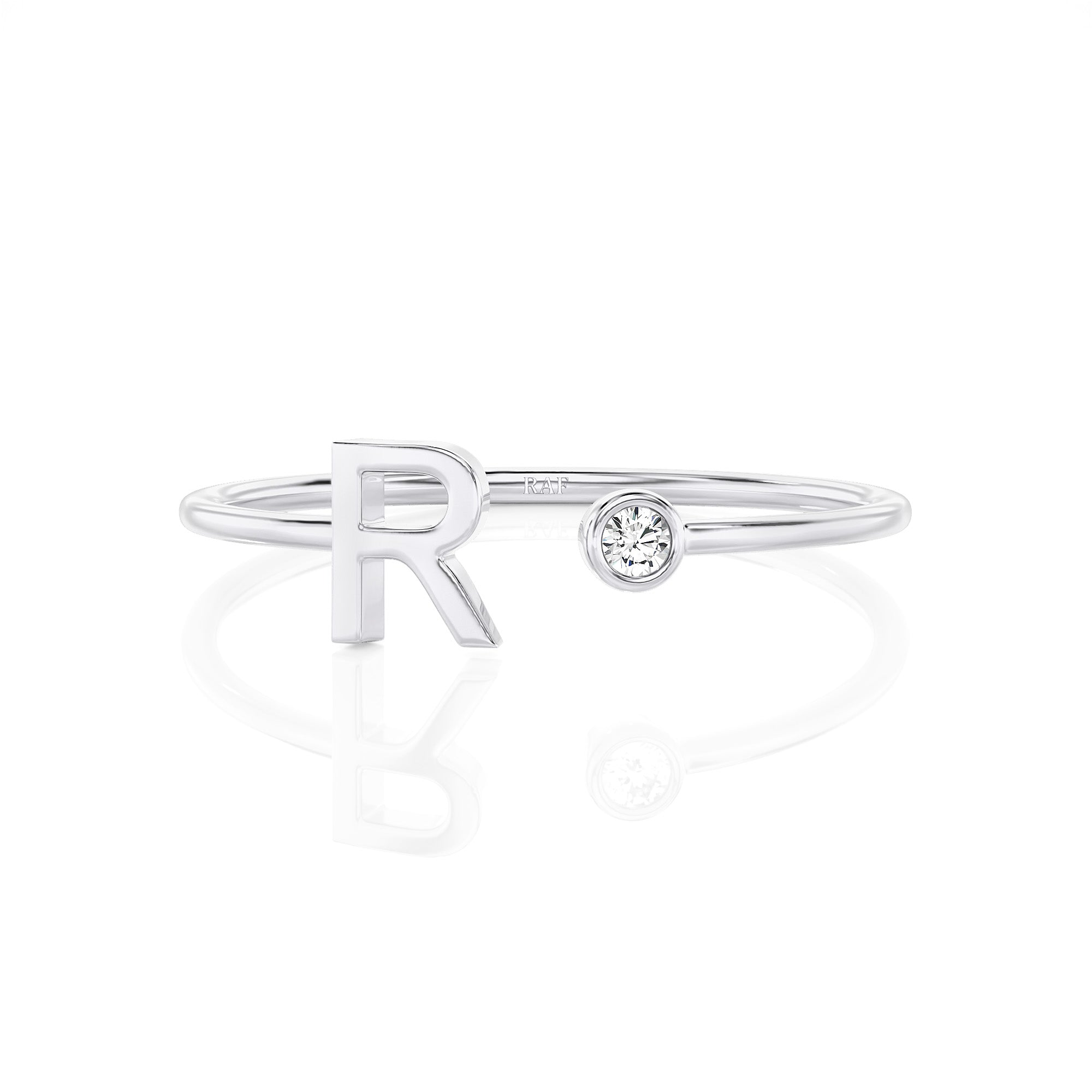 Solid Gold Initial Diamond Ring