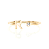 Solid Gold Initial Diamond Ring