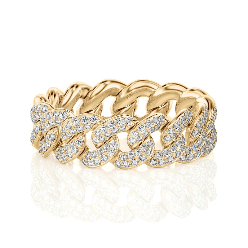 Solid Gold Cuban Link Diamond Ring