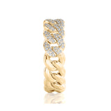 Solid Gold Cuban Link Diamond Ring