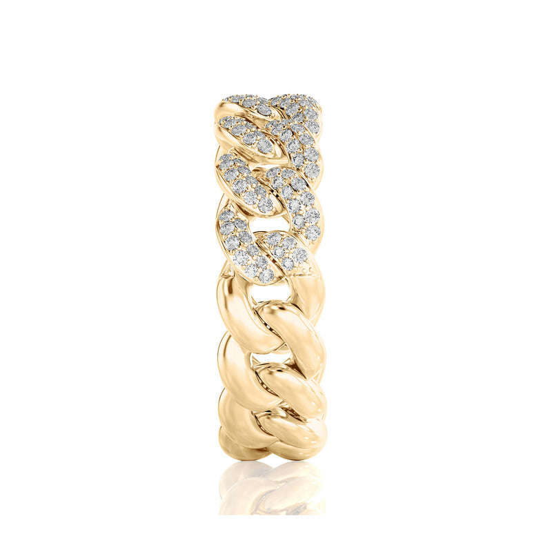 Solid Gold Cuban Link Diamond Ring