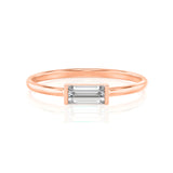 Solid Gold Solitaire Baguette White Topaz Ring