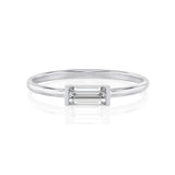 Solid Gold Solitaire Baguette White Topaz Ring