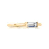 Solid Gold Solitaire Baguette White Topaz Ring