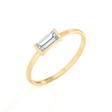 Solid Gold Solitaire Baguette White Topaz Ring