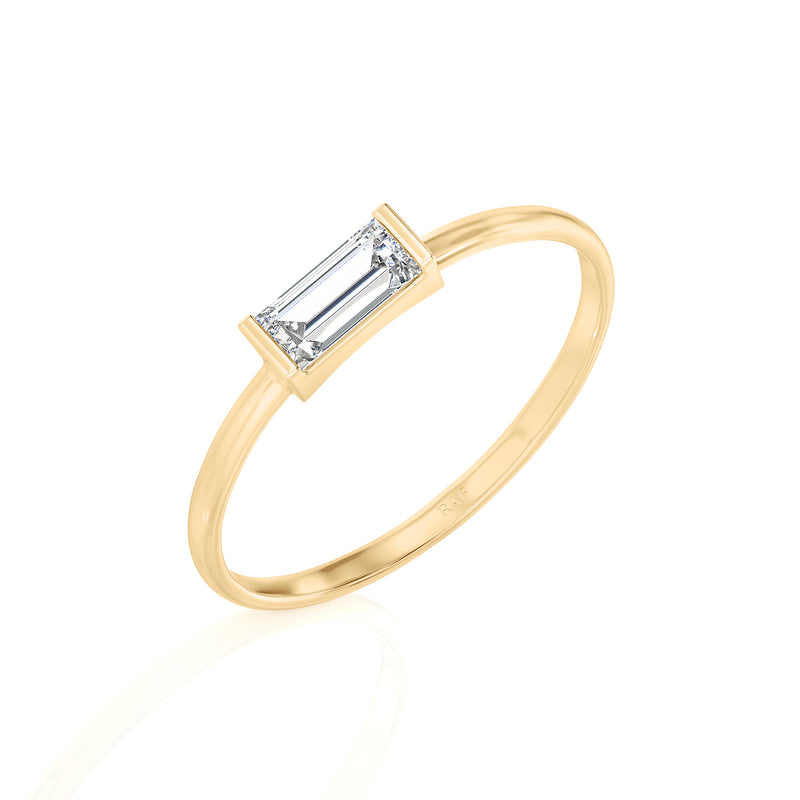 Solitaire Baguette White Topaz Ring