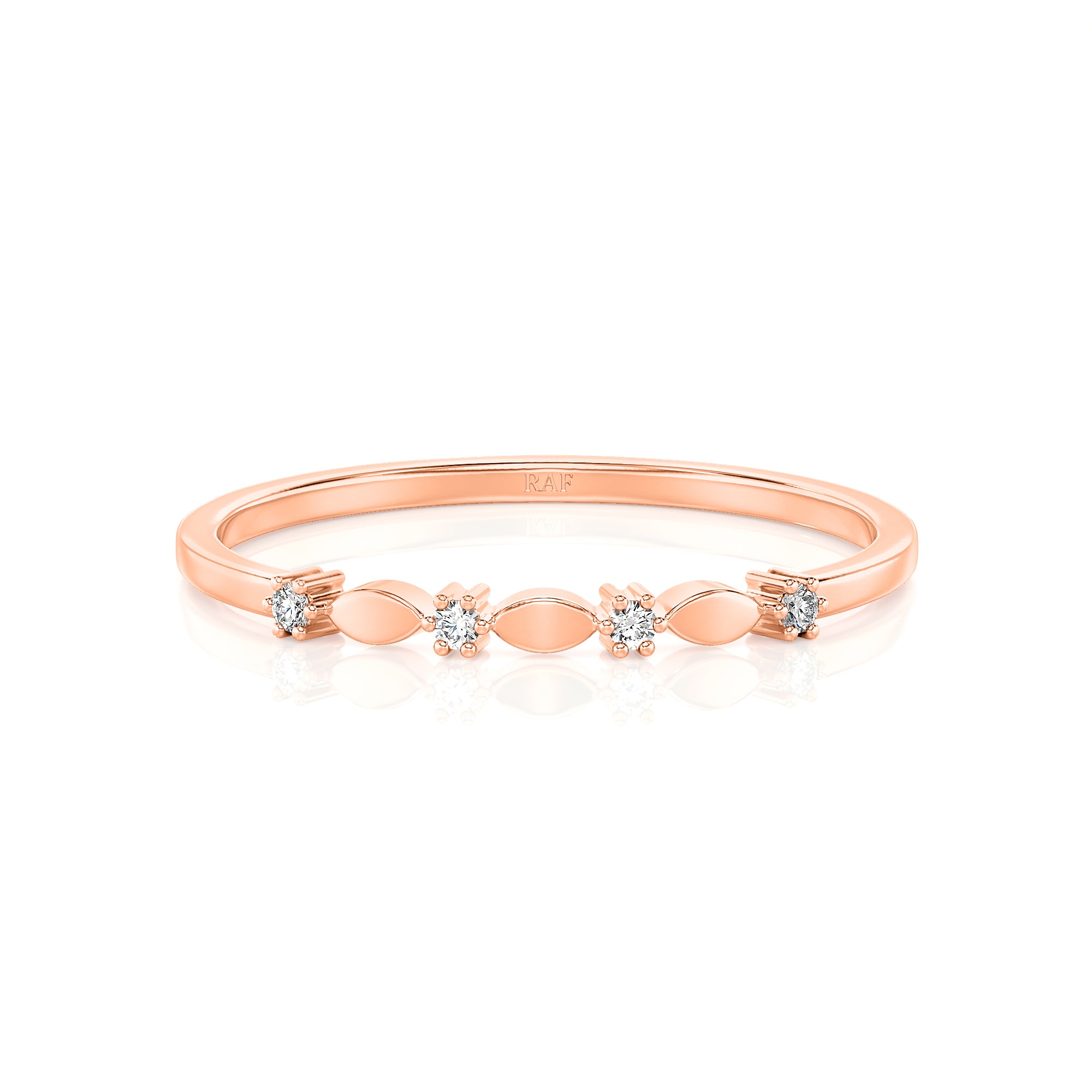 Solid Gold Diamond Petals Stacking Ring
