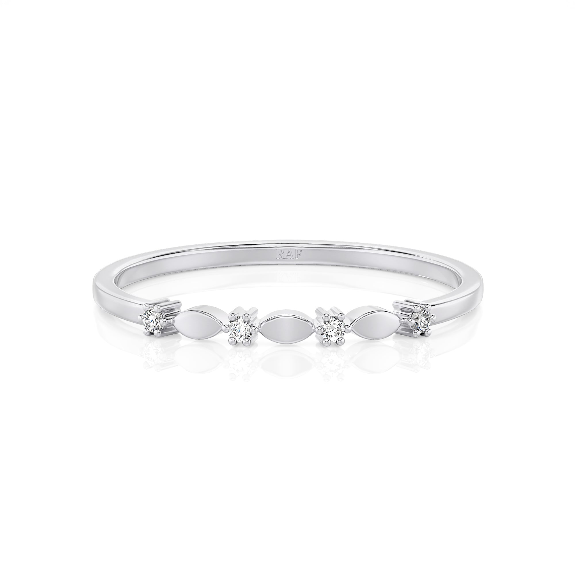 Solid Gold Diamond Petals Stacking Ring