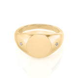 Solid Gold Star Diamond Signet Ring