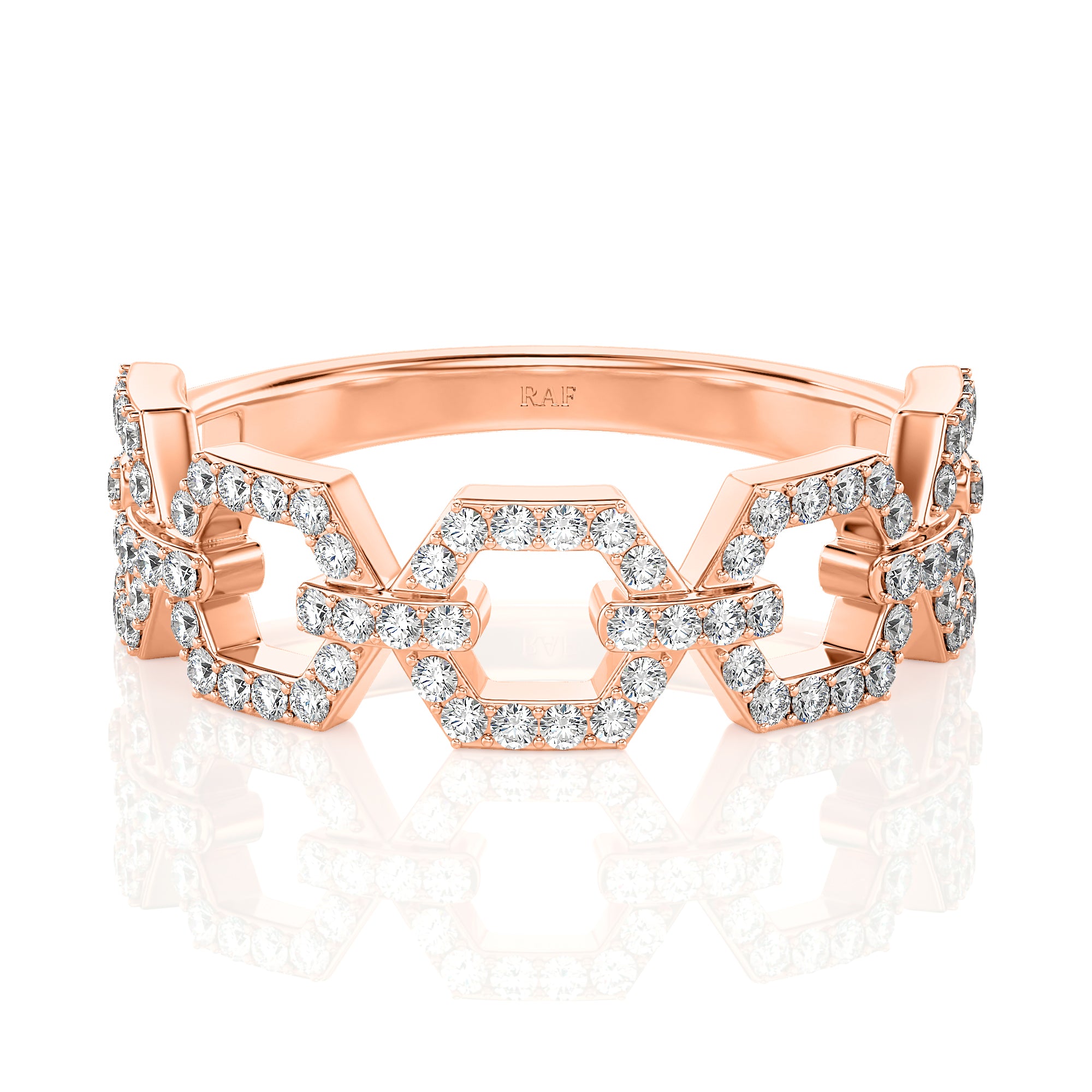 Solid Gold Open Link Diamond Ring
