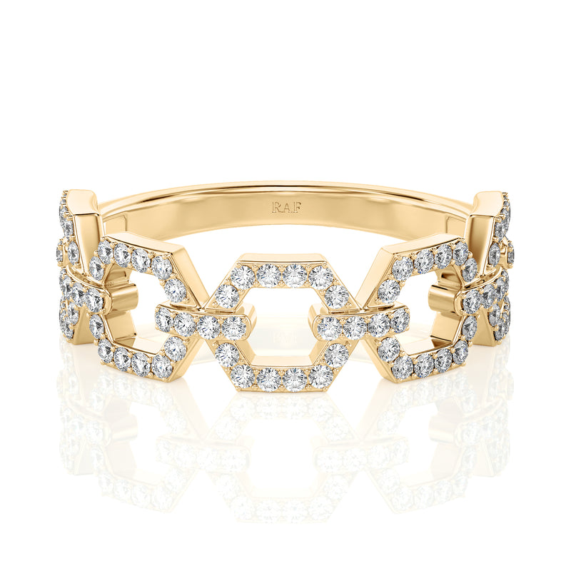 Solid Gold Open Link Diamond Ring