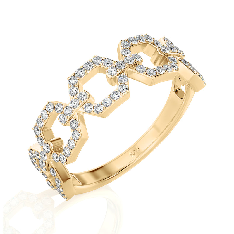 Solid Gold Open Link Diamond Ring