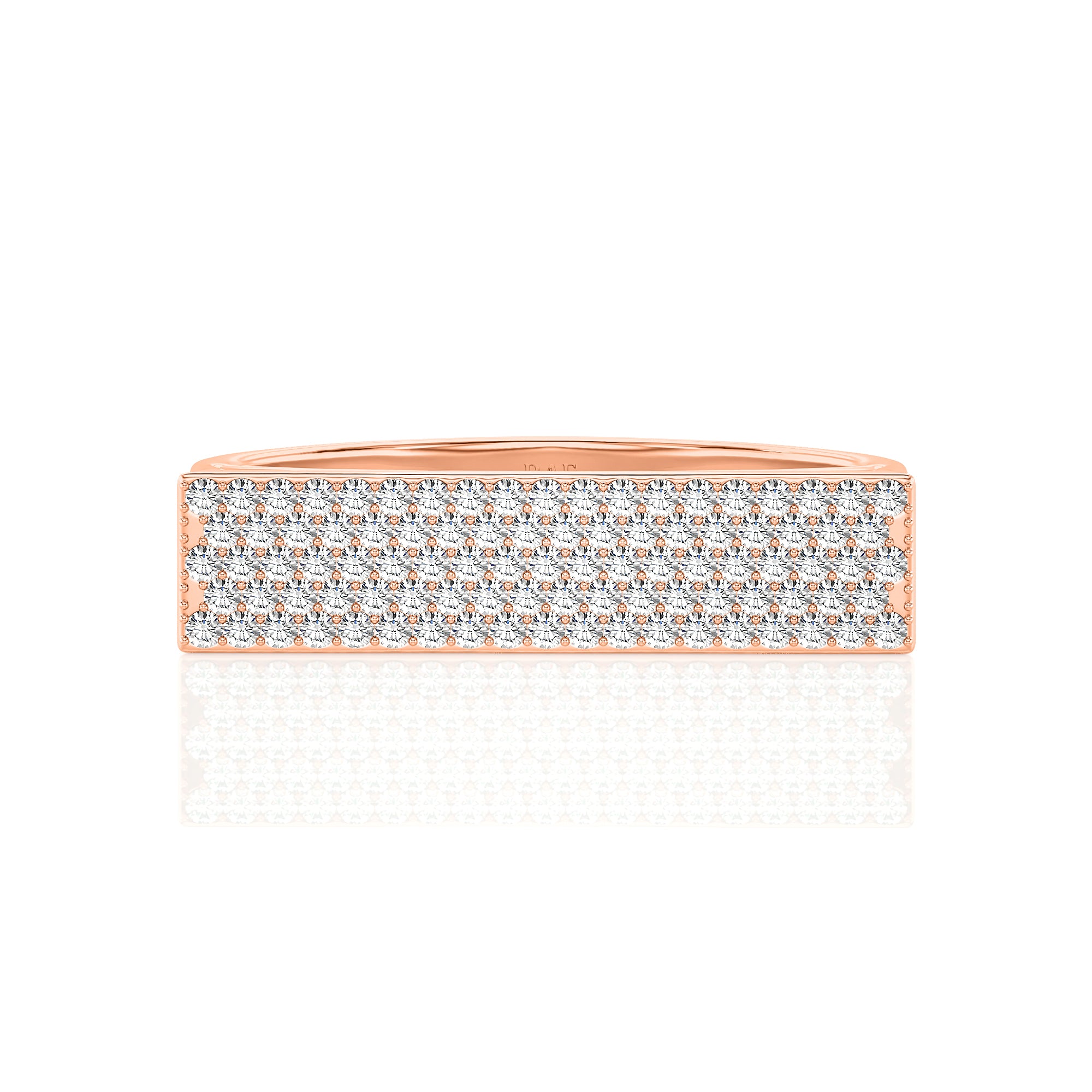 Solid Gold Pave Diamond Signet Bar Ring