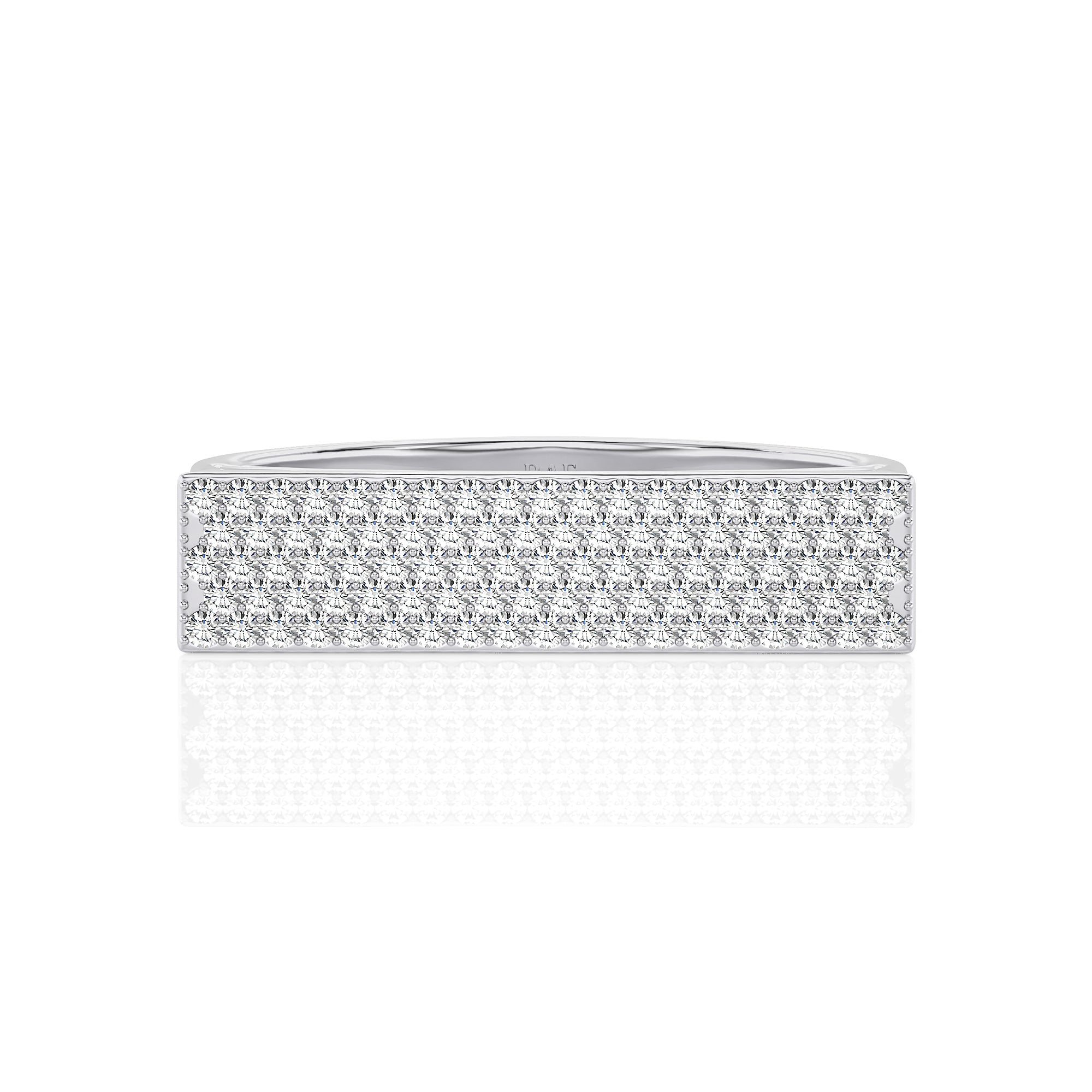 Solid Gold Pave Diamond Signet Bar Ring