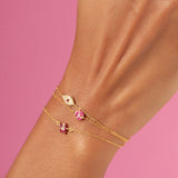 Solid Gold Ruby Cluster Bracelet