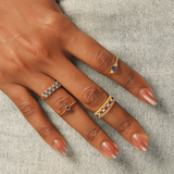 Solid Gold Sapphire Diamond Oval Stacking Ring