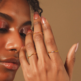 Solid Gold Ruby and Diamond Thin Stacking Ring