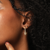 Solid Gold Diamond Safety Pin Earrings - Single