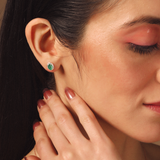 Solid Gold Emerald Diamond Statement Stud Earrings