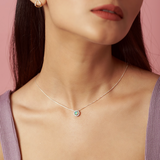 Solid Gold Diamond Halo Opal Necklace