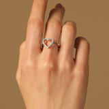 Solid Gold Open Heart Diamond Ring