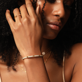 Solid Gold Diamond Pyramid Bangle