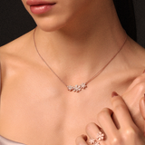 Solid Gold Diamond Flower Necklace