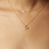 Solid Gold Diamond Sideways Arrow Necklace