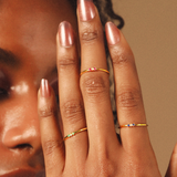 Solid Gold Emerald and Diamond Thin Stacking Ring