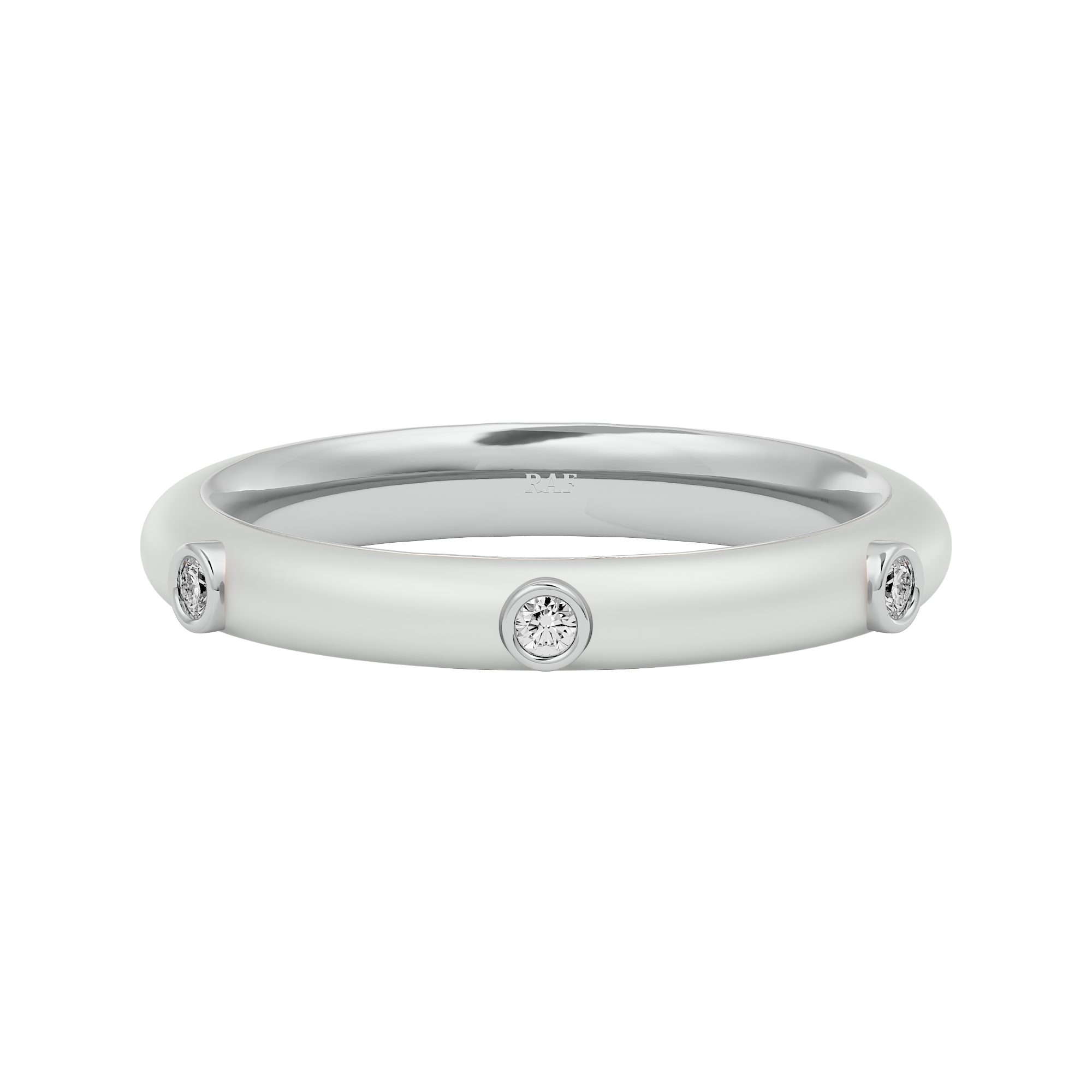 Solid Gold White Enamel Diamond Ring