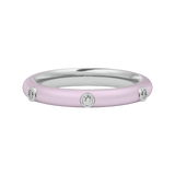 Solid Gold Light Pink Enamel Diamond Ring