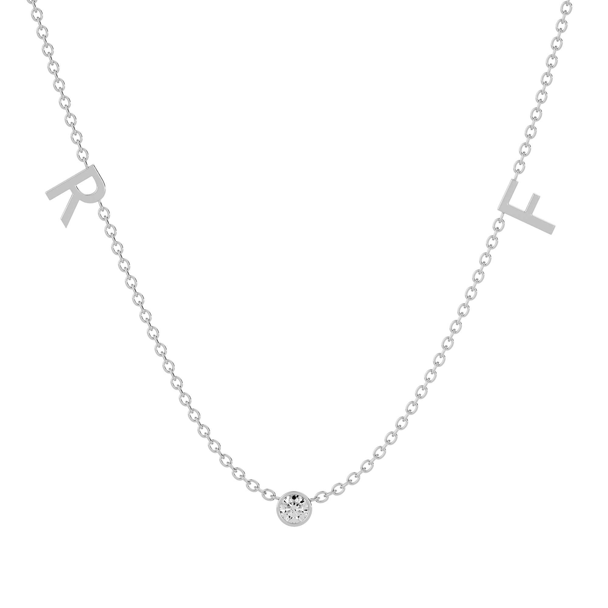 Solid Gold Diamond Initial Personalized Necklace