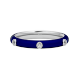 Solid Gold Navy Blue Enamel Diamond Ring