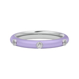 Solid Gold Lilac Enamel Diamond Ring