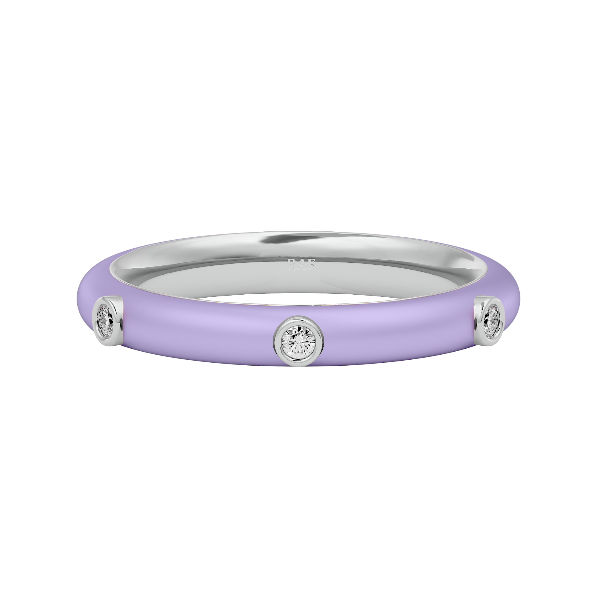 Solid Gold Lilac Enamel Diamond Ring