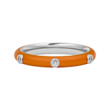 Solid Gold Orange Enamel Diamond Ring