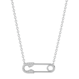 Solid Gold Diamond Safety Pin Necklace
