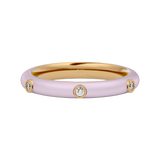 Solid Gold Light Pink Enamel Diamond Ring