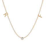 Solid Gold Diamond Initial Personalized Necklace