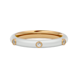 Solid Gold White Enamel Diamond Ring