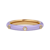 Solid Gold Lilac Enamel Diamond Ring